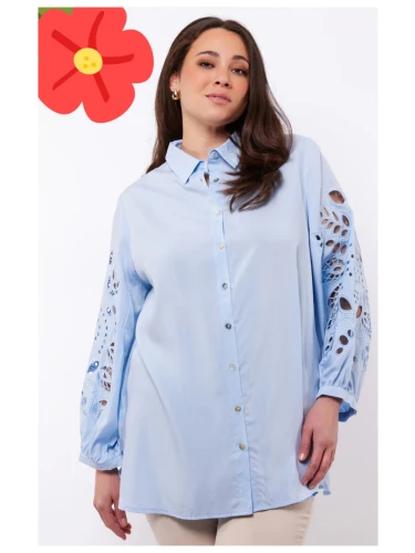 EXXCELLENT DELPHINE BLOUSE LICHTBLAUW