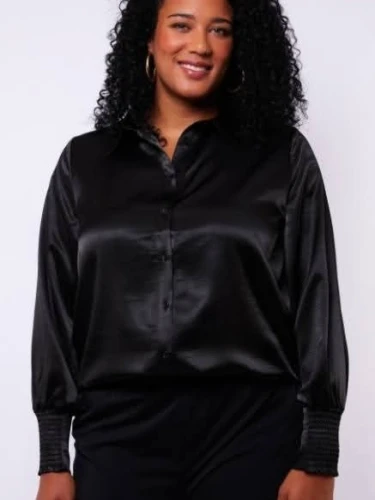 EXXCELLENT MAYA BLOUSE GLANS ZWART