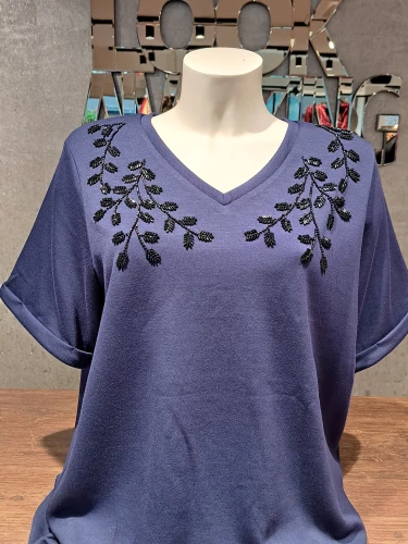 WASABI WA-SABINA 68 SHIRT BLAUW OF AUBERGINE