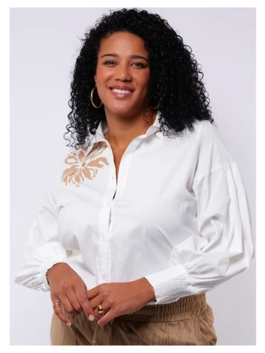 EXXCELLENT CALISTA BLOUSE OFFWHITE BLOEM GOUD