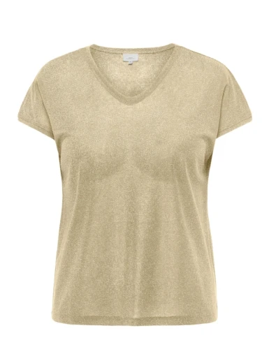 ONLY CARMAKOMA CARSILVERY TOP GLITTER GOUD, ROZE EN ZWART