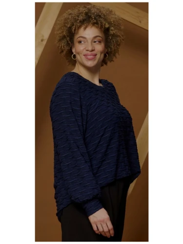 MANDY PULLOVER in aubergine en blauw