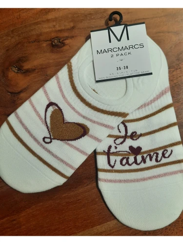 FOOTIES MET HART blauw of peach