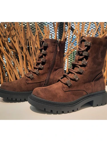 LA STRADA BROWN MICRO/BROWN WAXED LACES BOOTS
