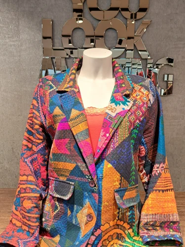 ORIENTIQUE DIGTAL BLAZER MOSAIC GEKLEURD
