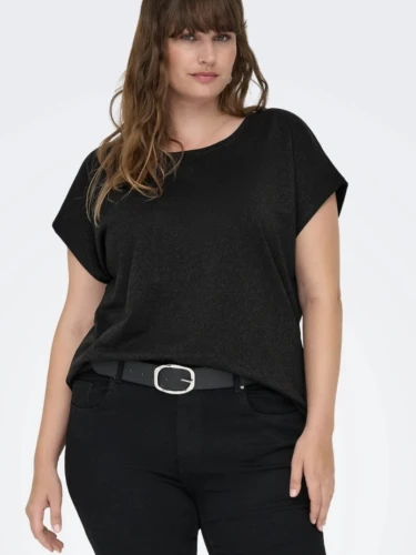 ONLY CARMAKOMA CARMOSTER TOP GLITTER BORDEAUX OF ZWART
