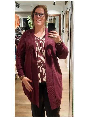 KOGLE CARDIGAN in het groen en aubergine