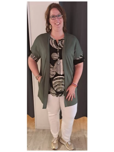 SABINA VEST MOUWLOOS GROEN