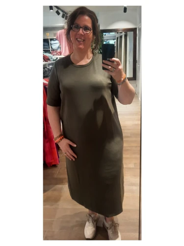 SABINA 106 JURK in de kleuren creme, groen en bordeaux