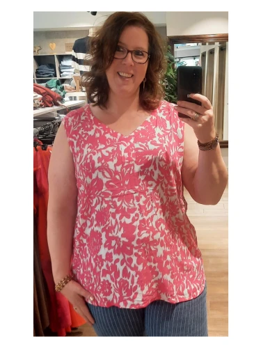 KCVILANA TOP PRINT bruin, roze en blauw