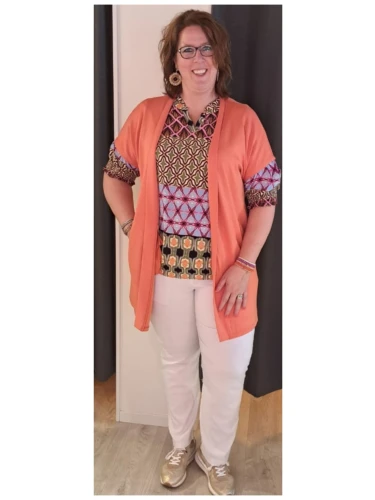 SABINA VEST MOUWLOOS ORANJE