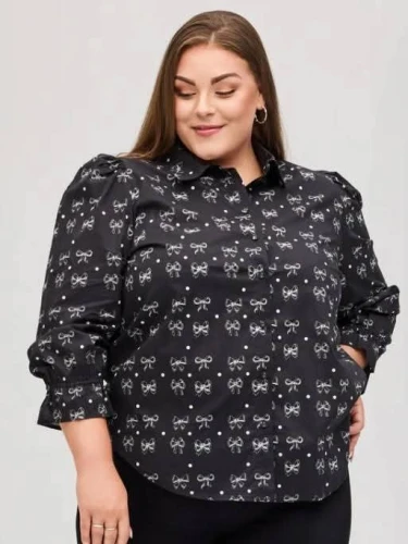 NO1. BY OX SHIRT BLOUSE W PUFF AND 3/4 SLEEVES FLAIR CUFFS
