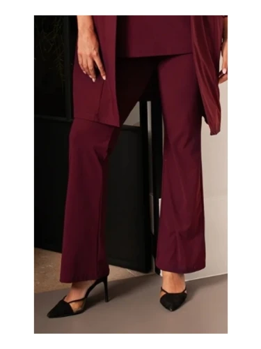 PLUS BASIC PANTS FLAIR BURGUNDY