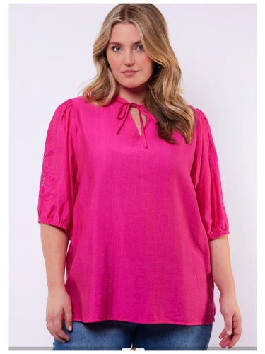 EXXCELLENT CAMBRIE BLOUSE IN HET ROZE, ZWART EN WIT