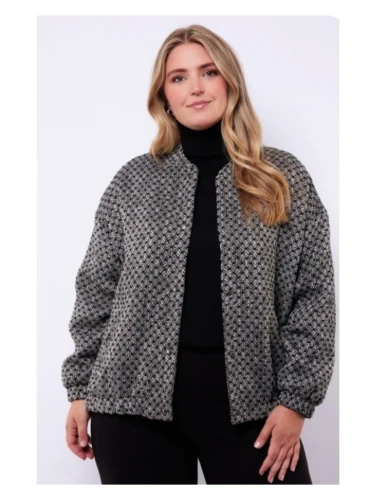EXXCELLENT NADIA JACKET BLACK PRINT