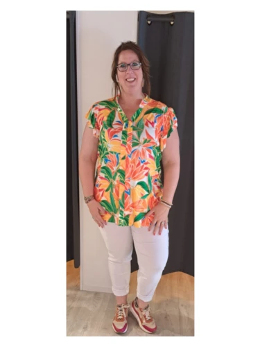 MAGNA BLOUSE C2305 PRINT ORANJE