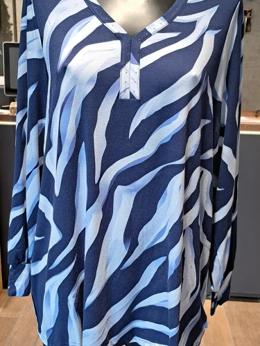 ZHENZI SAIA BLOUSE PRINT BLAUW