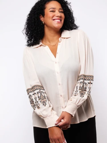 EXXCELLENT CASSANDRA BLOUSE ZAND OF BLAUW