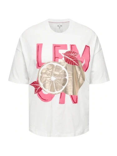ONLY CARMAKOMA CARKOURTNEY SHIRT in wit en zwart verschillende print.
