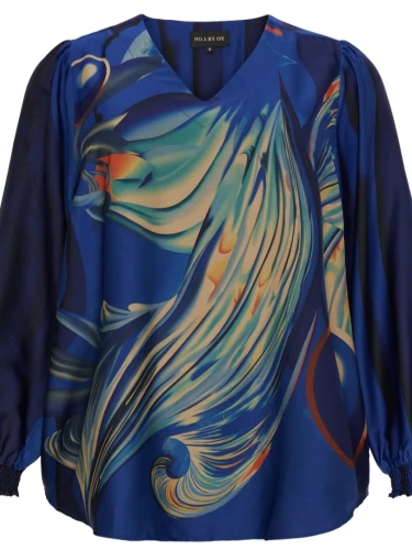 NO1. BY OX V NECK BLOUSE AND LS SMOCK CUFFS
