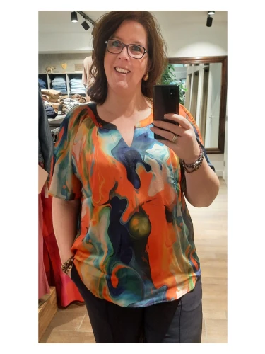 NO 1 BY OX V NECK BLOUSE W WRINKLES