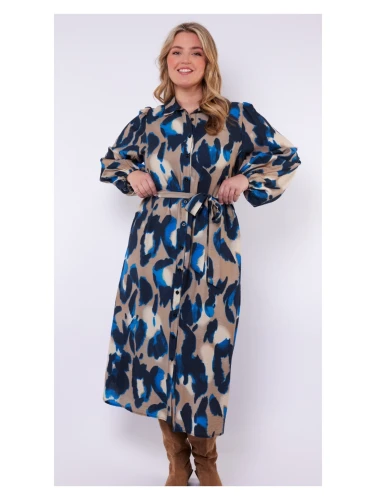 EXXCELLENT JOVIE DRESS MOON ROCK/ DARK SAPPHIRE