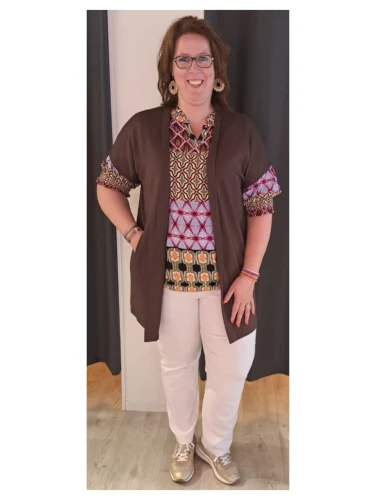 WASABI SABINA VEST MOUWLOOS BRUIN