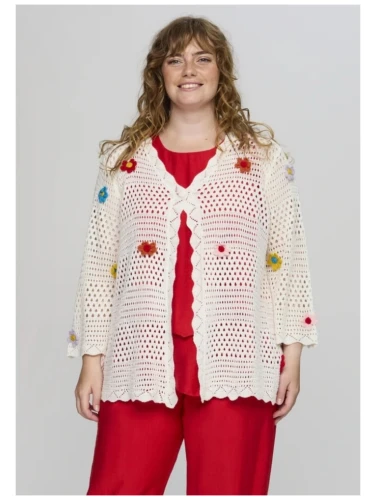 SAMAYA CARDIGAN MET BLOEM KLEUR ZWART EN WIT