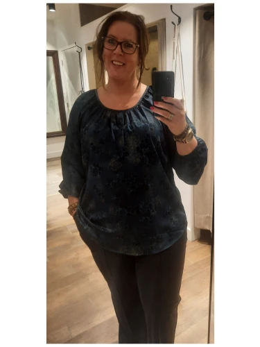 BLOUSE LS WRINKLES EN NECKLINE