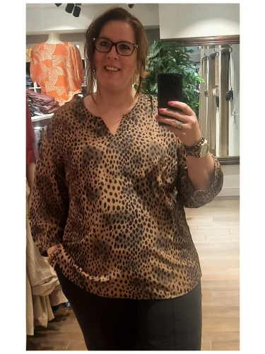 LOOSE BLOUSE V NECK AND 3/4 SLEEVES BRUIN PRINT