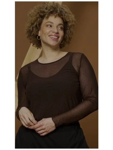 TIRI TOP in bruin en zwart