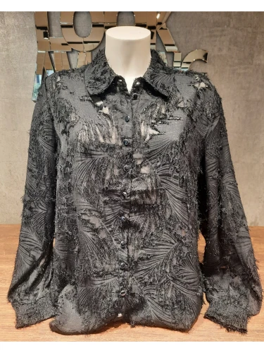 ZHENZI TYRA BLOUSE DOORSCHIJNEND ZWART