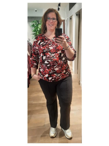 ZHENZI SAKI 1025 TOP PRINT GROEN OF BORDEAUX