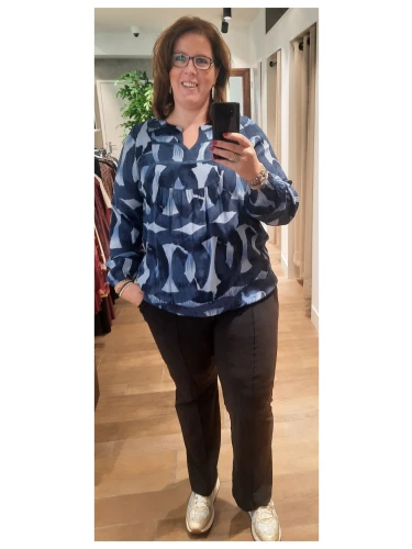 ZHENZI SINI 1058 BLOUSE PRINT BLAUW