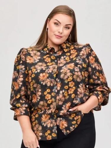 NO1.BY OX SHIRT W 3/4 SLEEVES BLOUSE AND FLAIR CUFF EDGE
